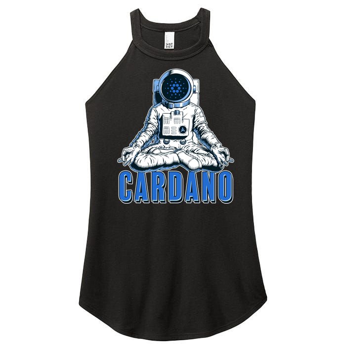 Cardano Mediating Yoga Astronaut Crypto Currency Women's Perfect Tri Rocker Tank