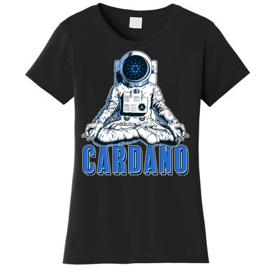 Cardano Mediating Yoga Astronaut Crypto Currency Women's T-Shirt