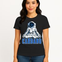 Cardano Mediating Yoga Astronaut Crypto Currency Womens T-Shirt