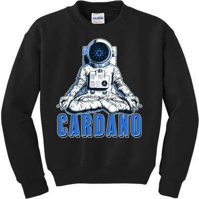 Cardano Mediating Yoga Astronaut Crypto Currency Kids Sweatshirt