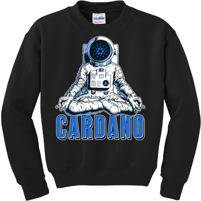 Cardano Mediating Yoga Astronaut Crypto Currency Kids Sweatshirt