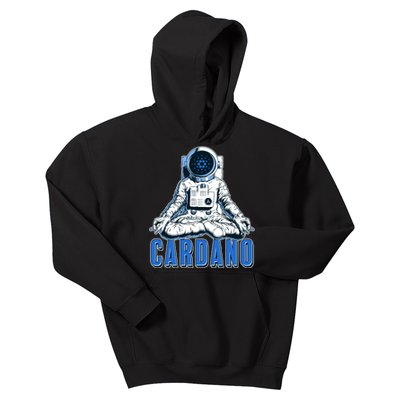 Cardano Mediating Yoga Astronaut Crypto Currency Kids Hoodie