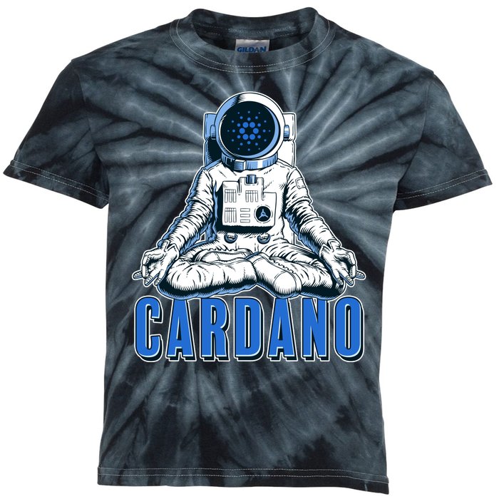 Cardano Mediating Yoga Astronaut Crypto Currency Kids Tie-Dye T-Shirt