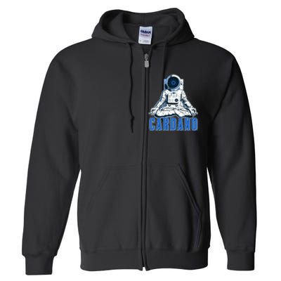 Cardano Mediating Yoga Astronaut Crypto Currency Full Zip Hoodie