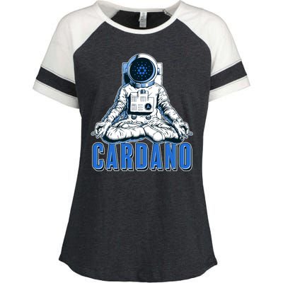 Cardano Mediating Yoga Astronaut Crypto Currency Enza Ladies Jersey Colorblock Tee