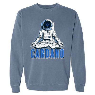 Cardano Mediating Yoga Astronaut Crypto Currency Garment-Dyed Sweatshirt