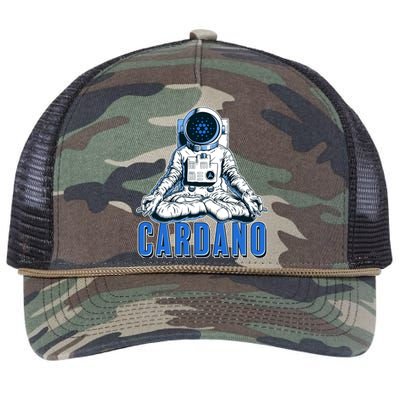 Cardano Mediating Yoga Astronaut Crypto Currency Retro Rope Trucker Hat Cap