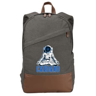Cardano Mediating Yoga Astronaut Crypto Currency Cotton Canvas Backpack