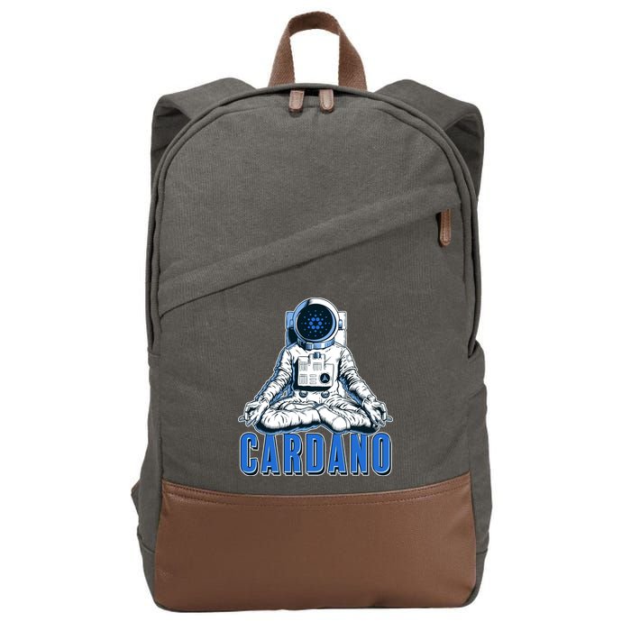 Cardano Mediating Yoga Astronaut Crypto Currency Cotton Canvas Backpack