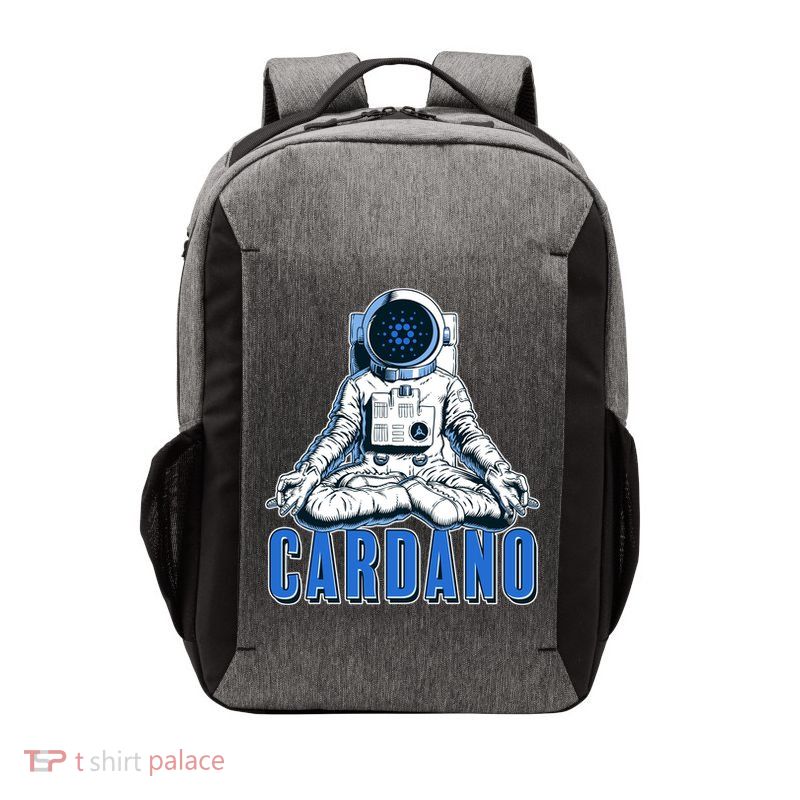 Cardano Mediating Yoga Astronaut Crypto Currency Vector Backpack