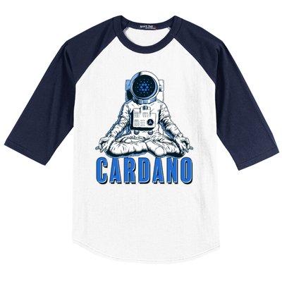 Cardano Mediating Yoga Astronaut Crypto Currency Baseball Sleeve Shirt