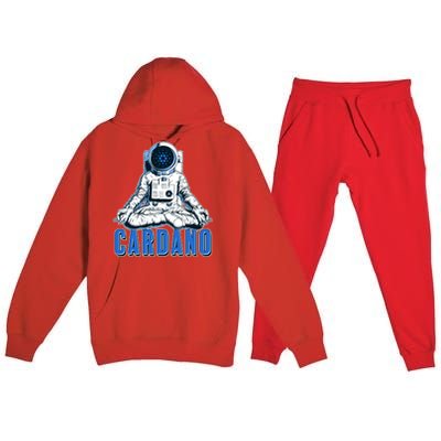 Cardano Mediating Yoga Astronaut Crypto Currency Premium Hooded Sweatsuit Set