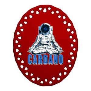 Cardano Mediating Yoga Astronaut Crypto Currency Ceramic Oval Ornament