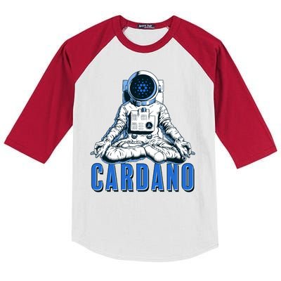 Cardano Mediating Yoga Astronaut Crypto Currency Kids Colorblock Raglan Jersey