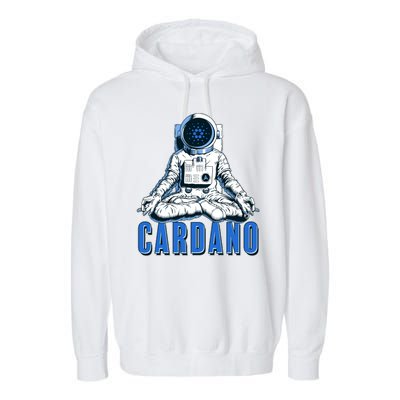 Cardano Mediating Yoga Astronaut Crypto Currency Garment-Dyed Fleece Hoodie