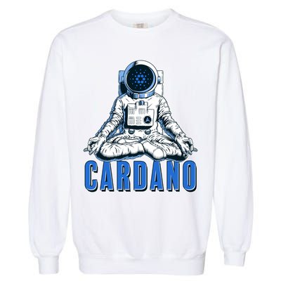 Cardano Mediating Yoga Astronaut Crypto Currency Garment-Dyed Sweatshirt