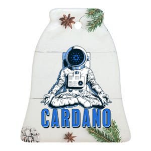 Cardano Mediating Yoga Astronaut Crypto Currency Ceramic Bell Ornament