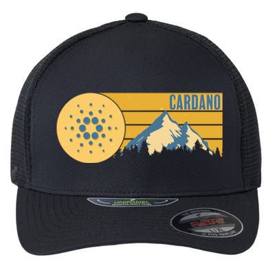 Cardano Vintage Mountains Crypto Currency Flexfit Unipanel Trucker Cap