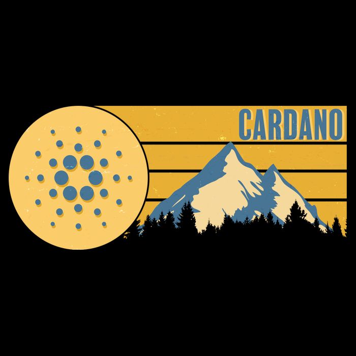 Cardano Vintage Mountains Crypto Currency Button
