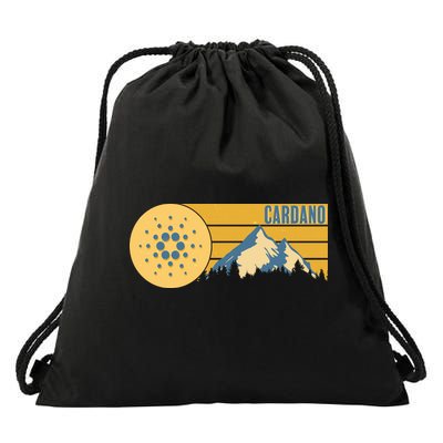 Cardano Vintage Mountains Crypto Currency Drawstring Bag