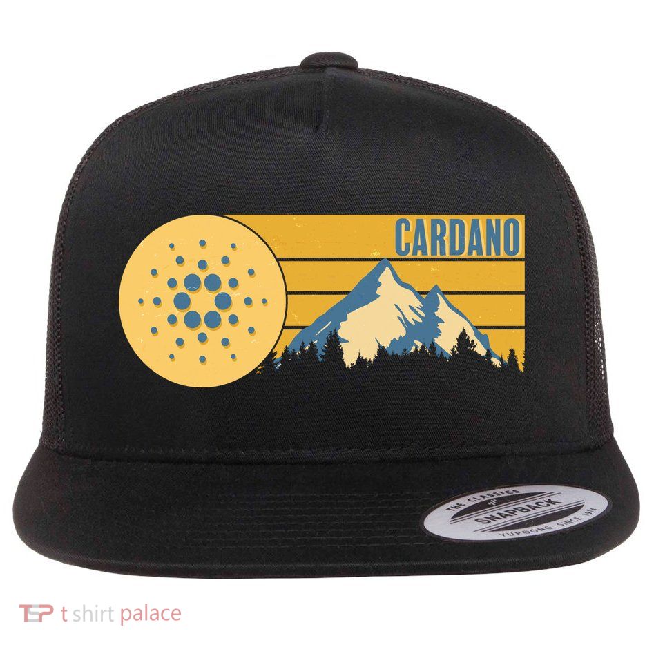 Cardano Vintage Mountains Crypto Currency Flatbill Hat