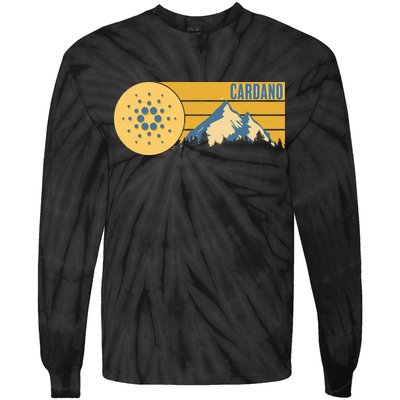 Cardano Vintage Mountains Crypto Currency Tie-Dye Long Sleeve Shirt