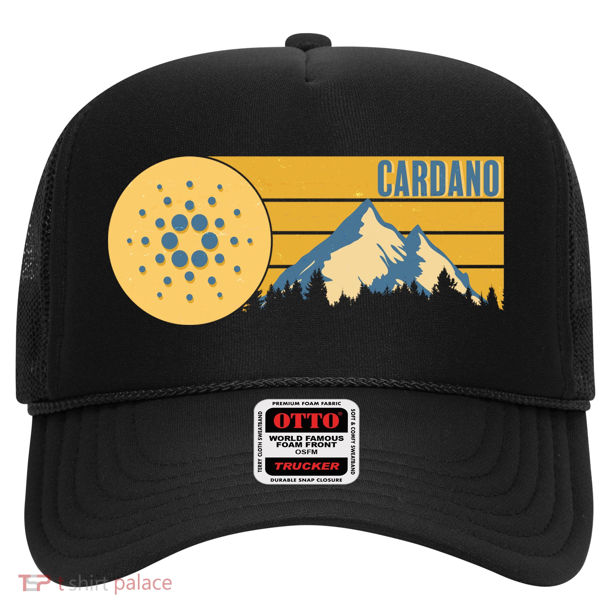 Cardano Vintage Mountains Crypto Currency Trucker Hat