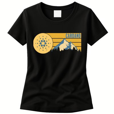 Cardano Vintage Mountains Crypto Currency Womens T-Shirt