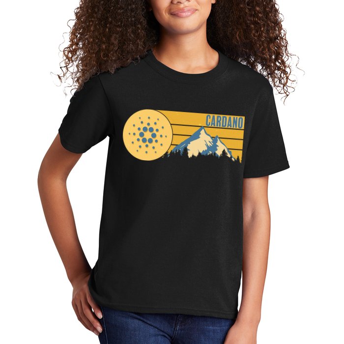 Cardano Vintage Mountains Crypto Currency Kids T-Shirt