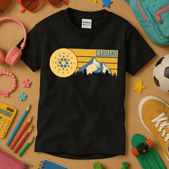 Cardano Vintage Mountains Crypto Currency Kids T-Shirt