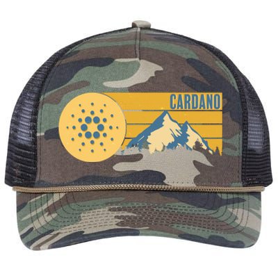 Cardano Vintage Mountains Crypto Currency Retro Rope Trucker Hat Cap