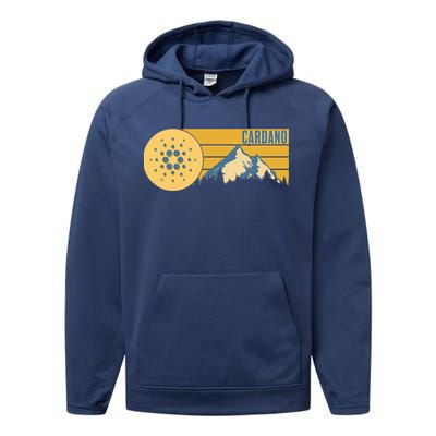 Cardano Vintage Mountains Crypto Currency Performance Fleece Hoodie