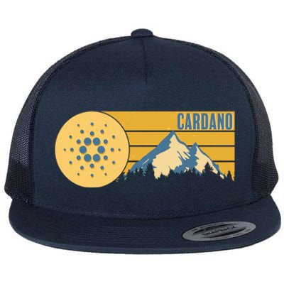 Cardano Vintage Mountains Crypto Currency Flat Bill Trucker Hat