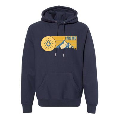 Cardano Vintage Mountains Crypto Currency Premium Hoodie