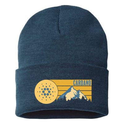 Cardano Vintage Mountains Crypto Currency Sustainable Knit Beanie