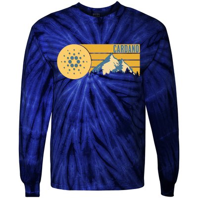 Cardano Vintage Mountains Crypto Currency Tie-Dye Long Sleeve Shirt