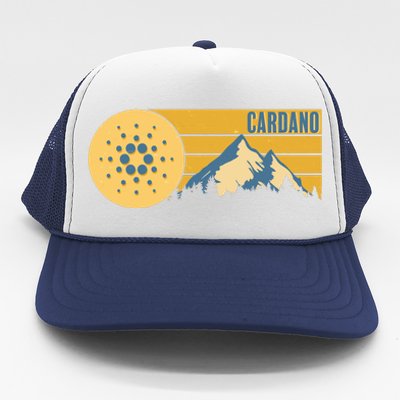 Cardano Vintage Mountains Crypto Currency Trucker Hat