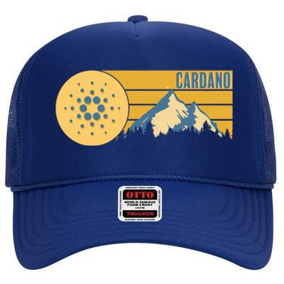 Cardano Vintage Mountains Crypto Currency High Crown Mesh Back Trucker Hat