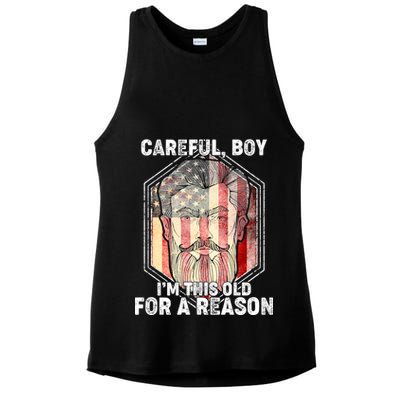 Careful Boy I'm This Old For A Reason Ladies PosiCharge Tri-Blend Wicking Tank