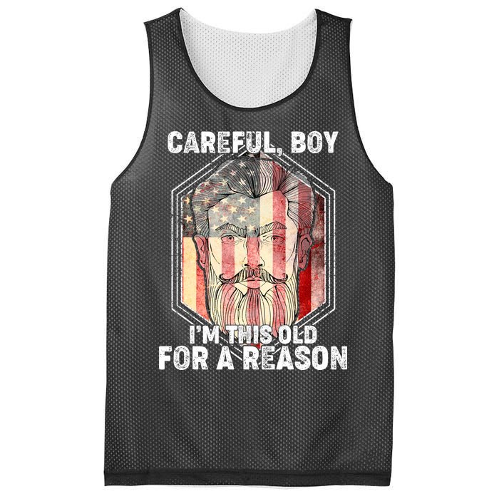 Careful Boy I'm This Old For A Reason Mesh Reversible Basketball Jersey Tank