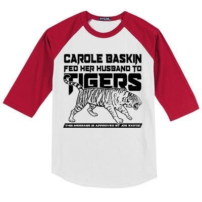 Carole Baskin Fed Her Husband To The Tigers Kids Colorblock Raglan Jersey