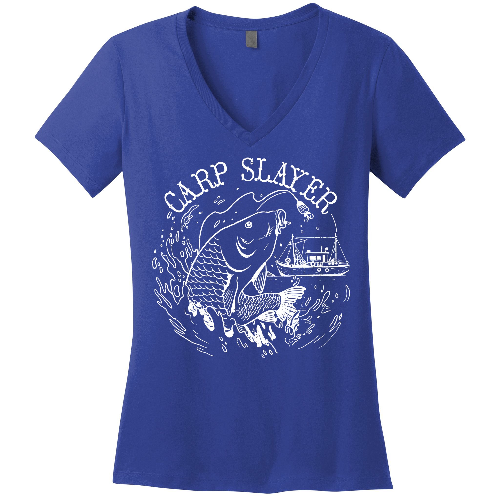 Carp Slayer Fishline Women's V-Neck T-Shirt