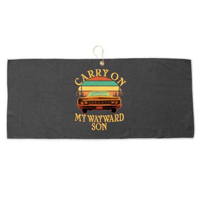 Carry On My Wayward Son Large Microfiber Waffle Golf Towel