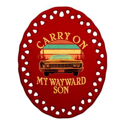 Carry On My Wayward Son Ceramic Oval Ornament