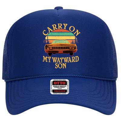 Carry On My Wayward Son High Crown Mesh Back Trucker Hat