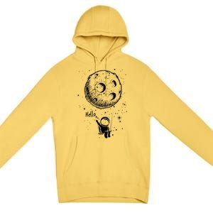 Cartoon Astronaut Moon Swing Premium Pullover Hoodie