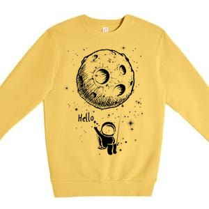 Cartoon Astronaut Moon Swing Premium Crewneck Sweatshirt