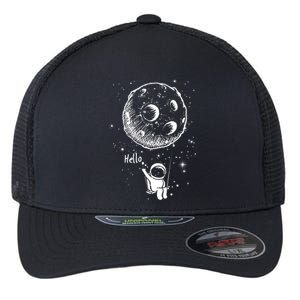 Cartoon Astronaut Moon Swing Flexfit Unipanel Trucker Cap