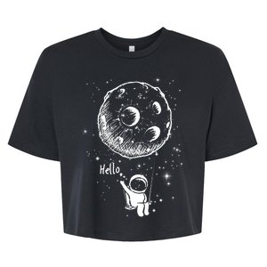 Cartoon Astronaut Moon Swing Bella+Canvas Jersey Crop Tee