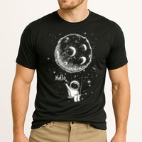 Cartoon Astronaut Moon Swing Cooling Performance Crew T-Shirt